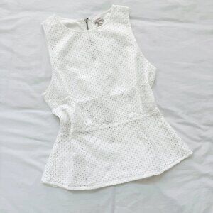 NWOT GAP white eyelet peplum sleeveless top blouse size S Small